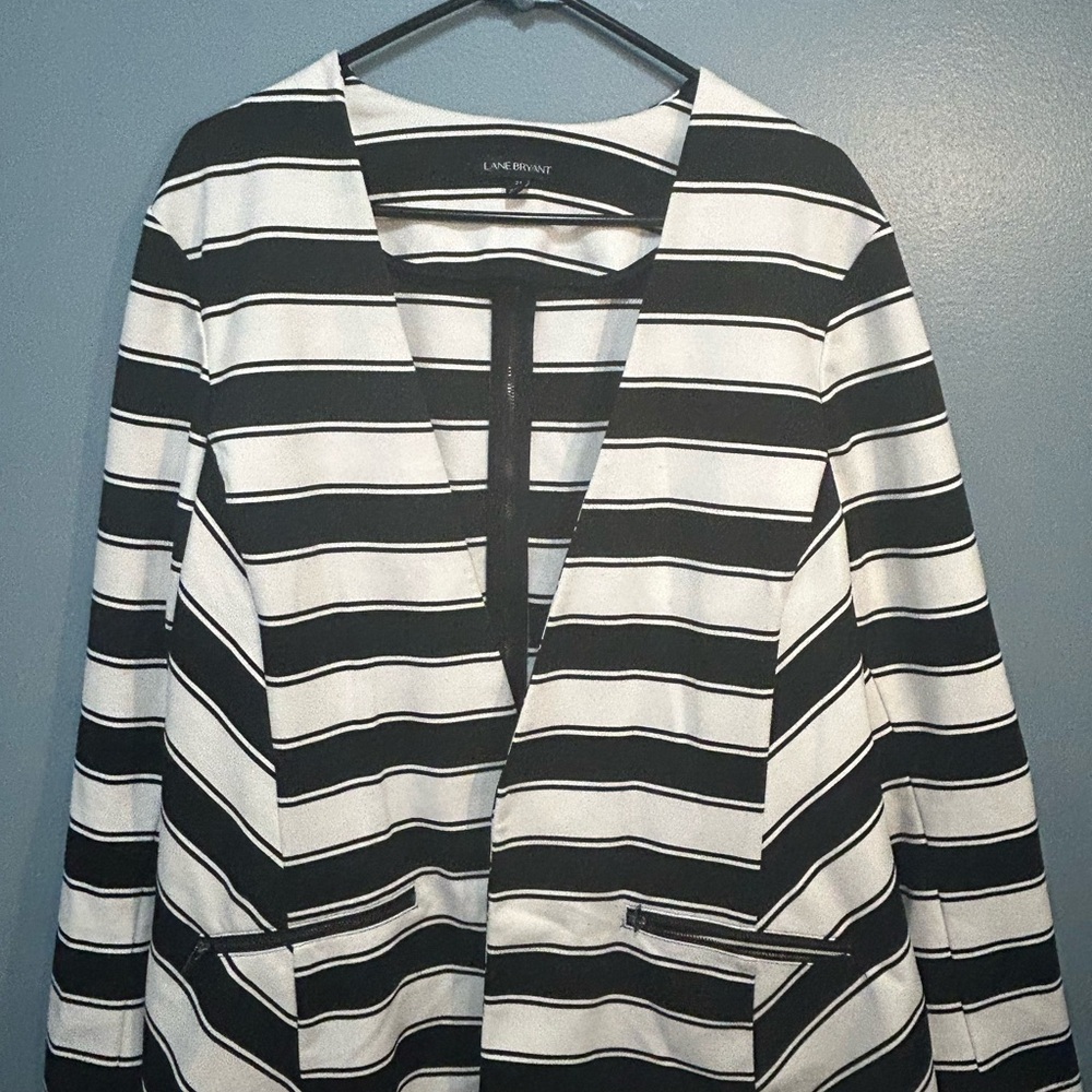 Lane Bryant Monochrome Striped Jacket